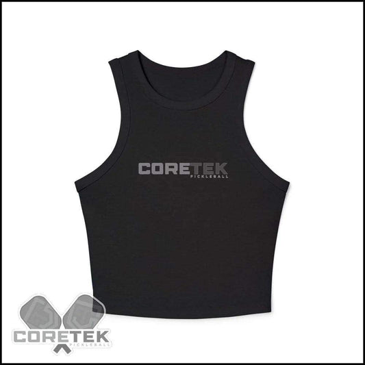 Coretek Pickleball Micro Rib Racer Tank Top Solid Black Blend / Xs