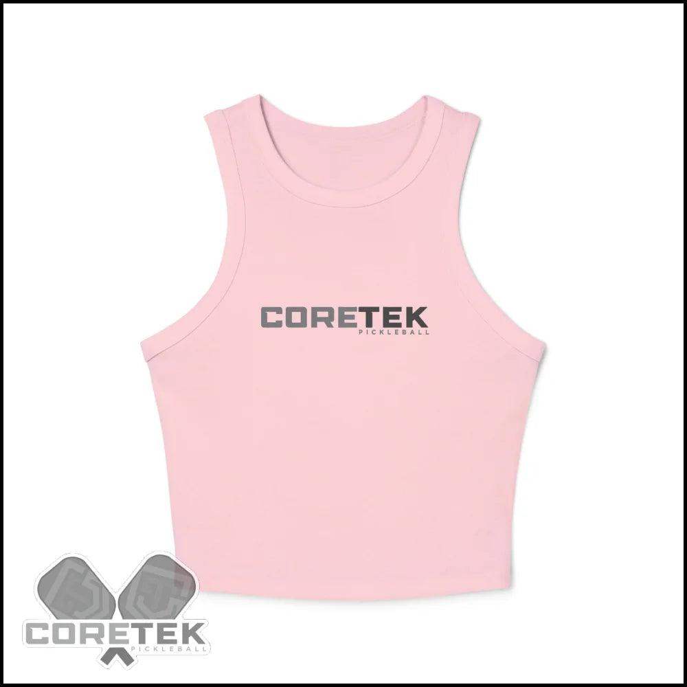 Coretek Pickleball Micro Rib Racer Tank Top Solid Pink Blend / Xs