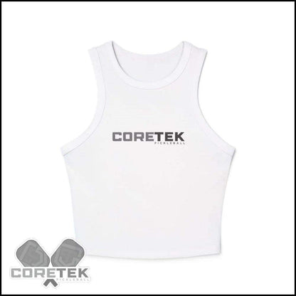 Coretek Pickleball Micro Rib Racer Tank Top Solid White Blend / Xs